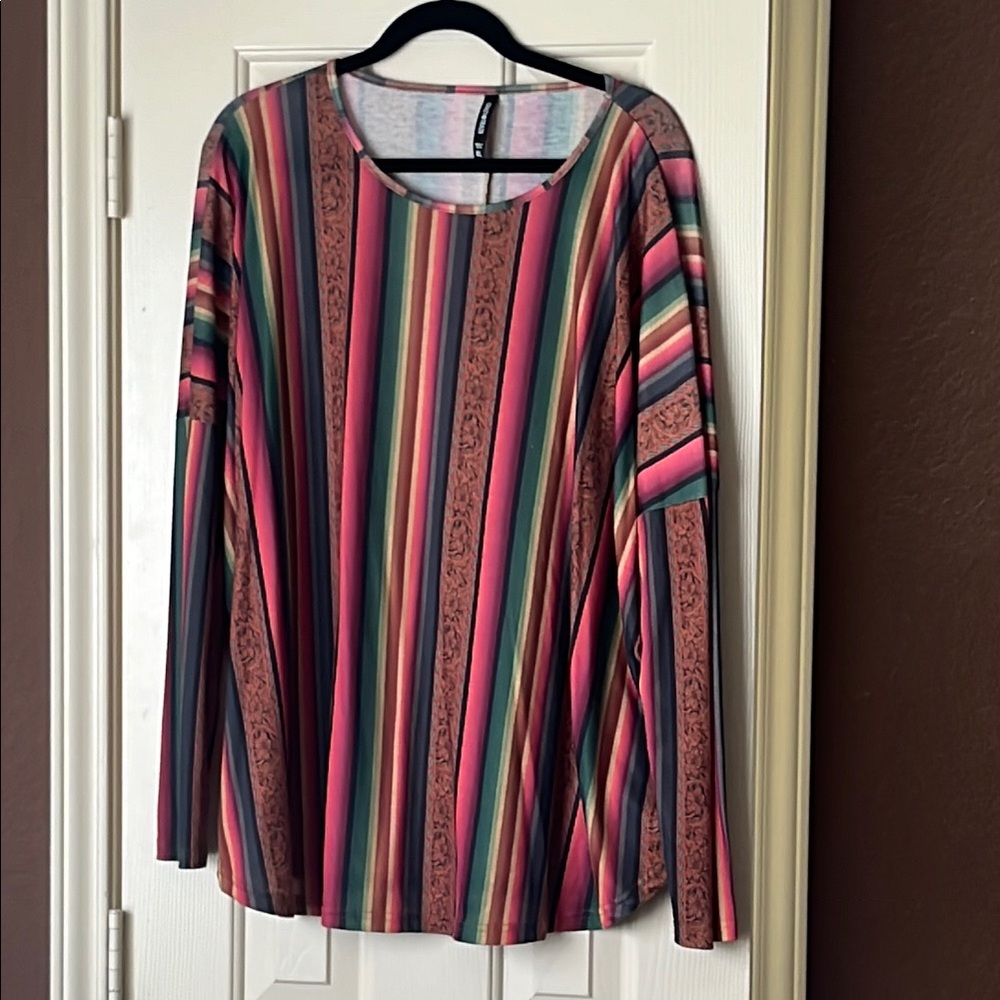 Crazy Train Multicolor Striped Long Sleeve Blouse
